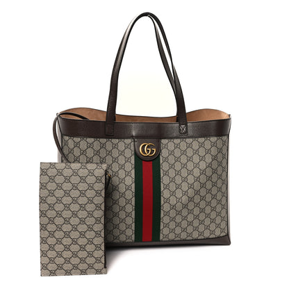 Gucci GG Supreme Monogram Web Ophidia Tote Brown 3 of 12