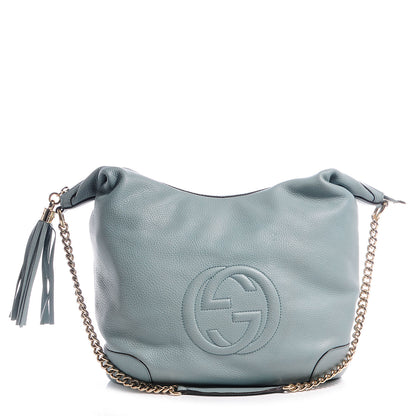 Gucci Calfskin Medium Soho Chain Hobo Splash Blue 1 of 8
