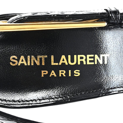 Saint Laurent Calfskin Crocodile Embossed Slingback Graham Pumps 36 Black 8 of 10
