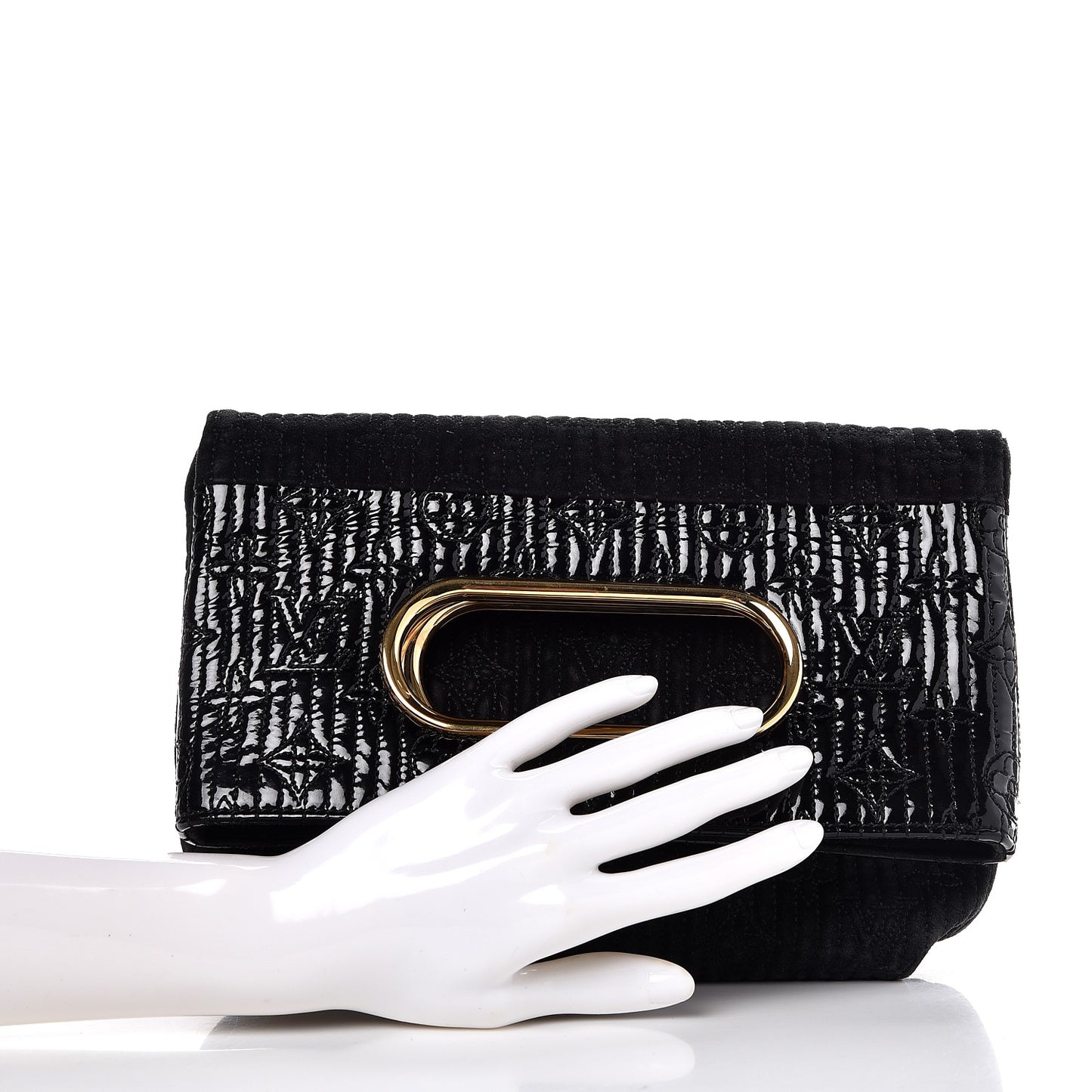 Suede Monogram Motard Afterdark Clutch Black