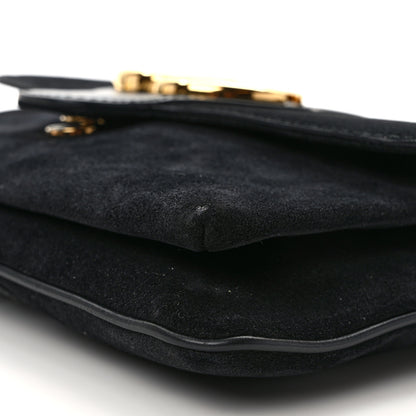 Gucci Suede Medium Arli Flap Shoulder Bag Black 10 of 13
