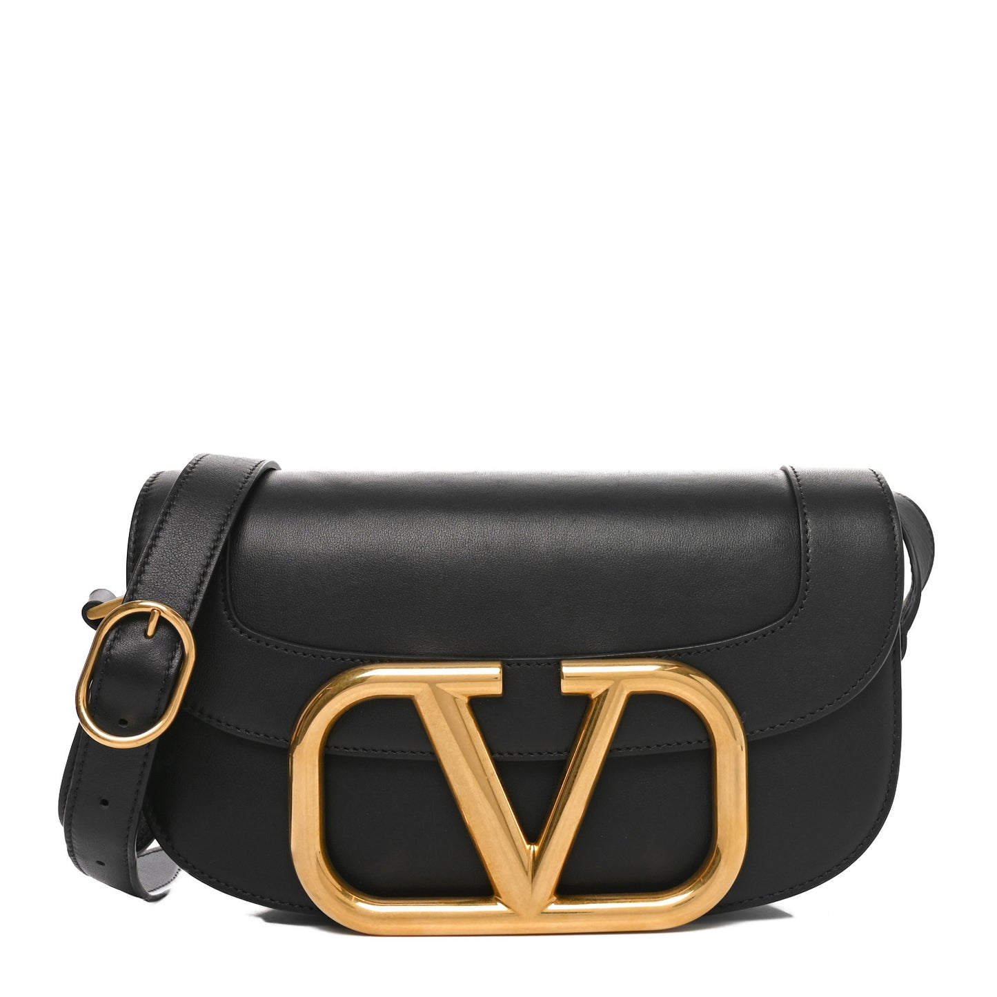 Smooth Calfskin Supervee Shoulder Bag Black
