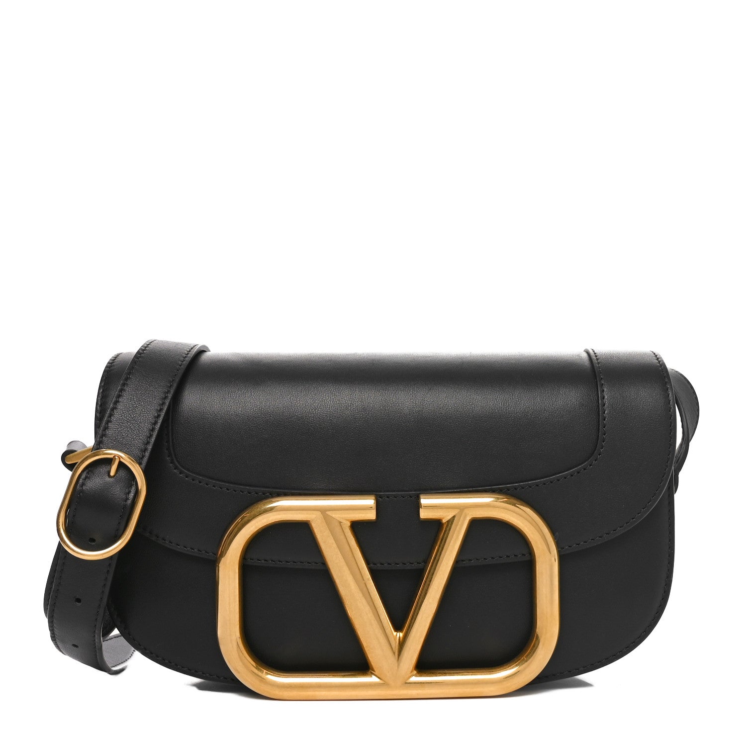Valentino Garavani Smooth Calfskin Supervee Shoulder Bag Black 1 of 9