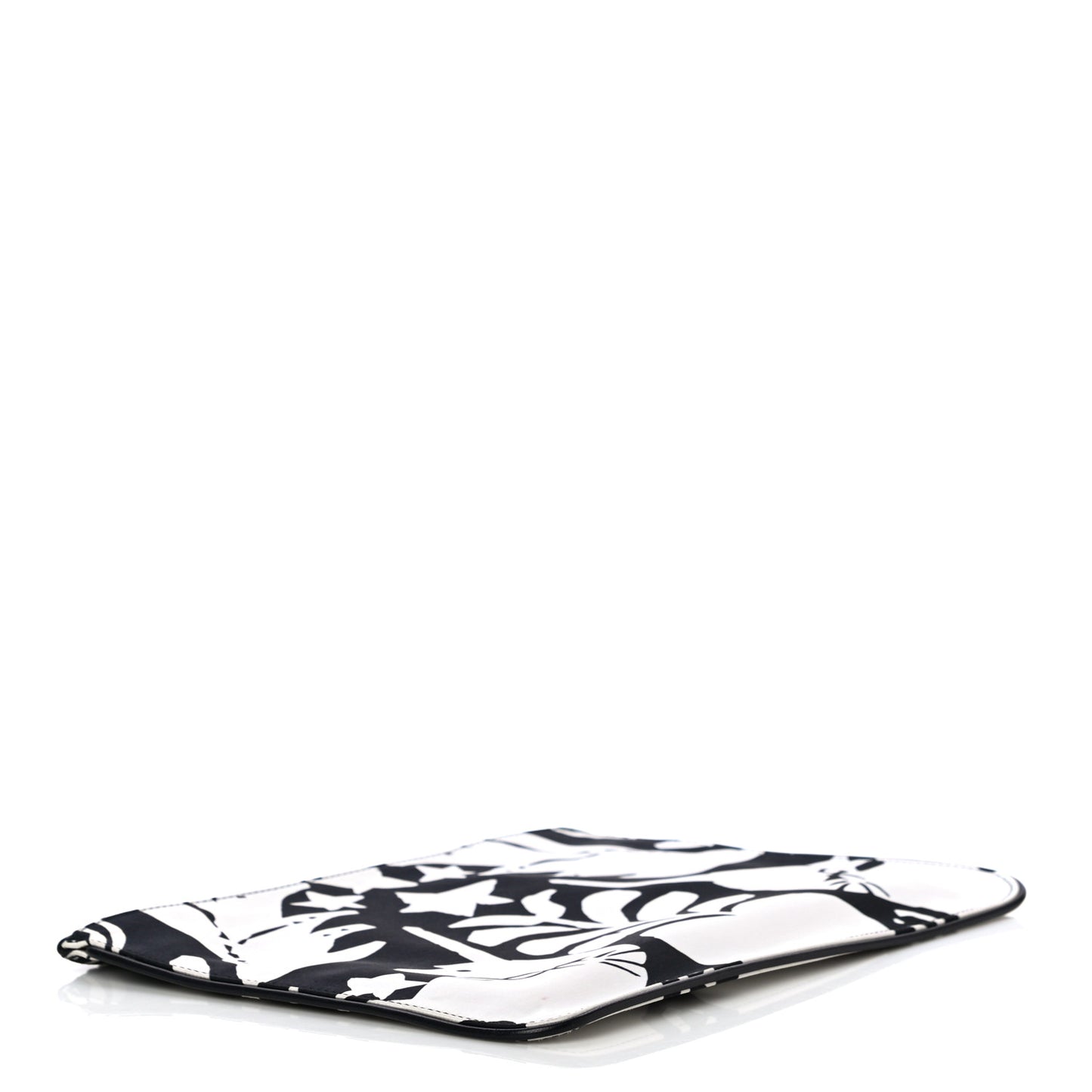 Silk Unicorn Print Skull Zip Pouch Black White