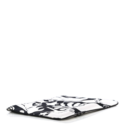 Alexander McQueen Silk Unicorn Print Skull Zip Pouch Black White 4 of 14
