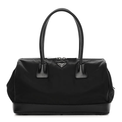 Prada Tessuto Nylon Soft Calfskin Shoulder Bag Black 1 of 10