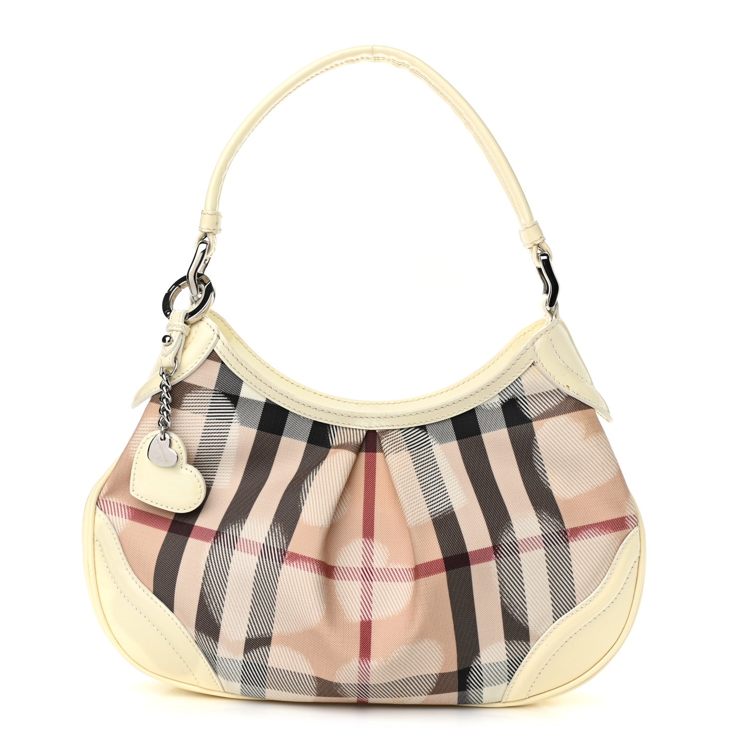 Burberry Patent Supernova Check Hearts Hobo White 1 of 14
