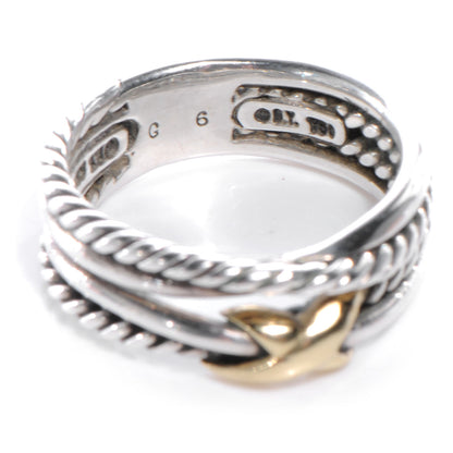 David Yurman Sterling Silver 18k Gold X Crossover Ring 6.5 3 of 4
