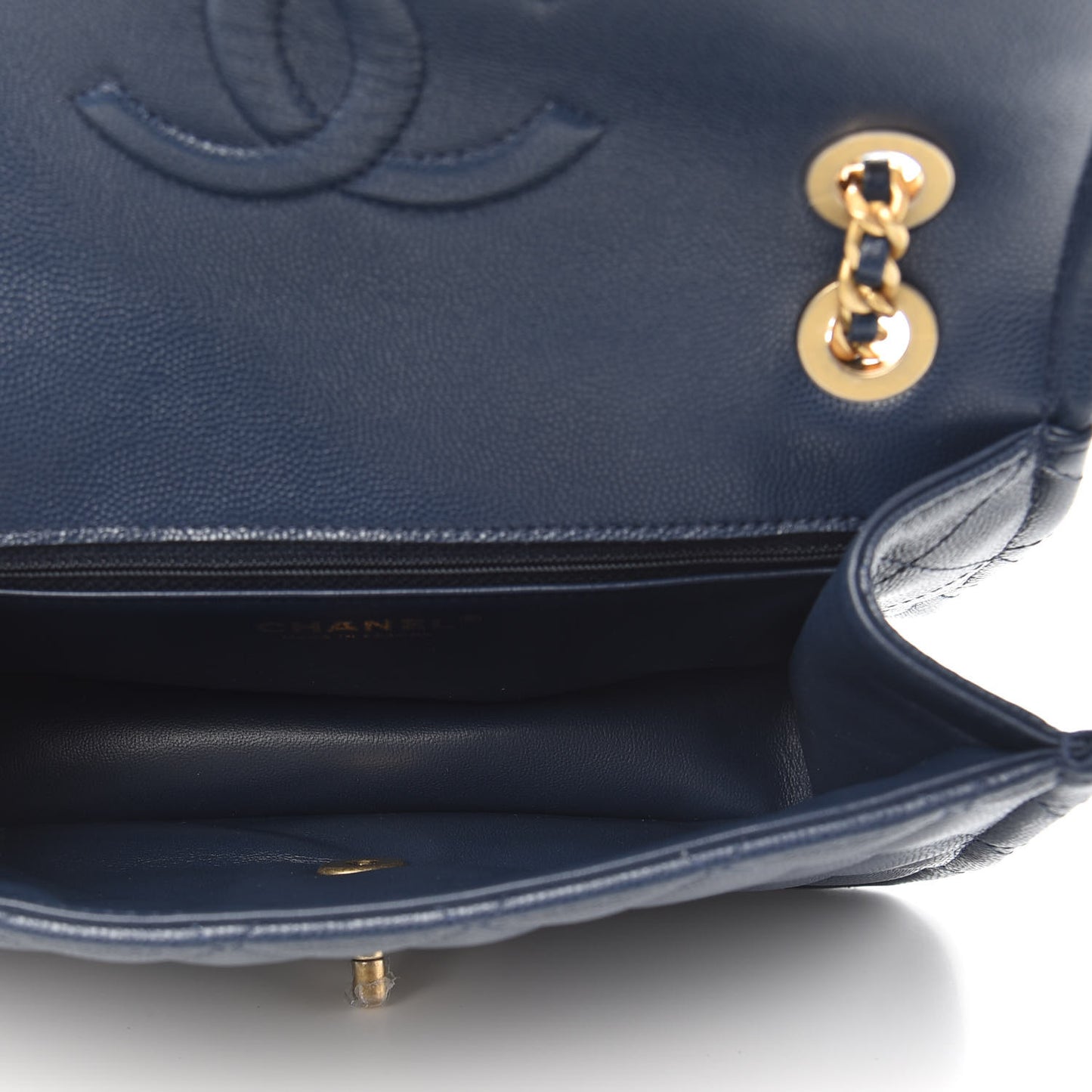 Caviar Quilted Medium Sweet Classic Flap Navy Blue