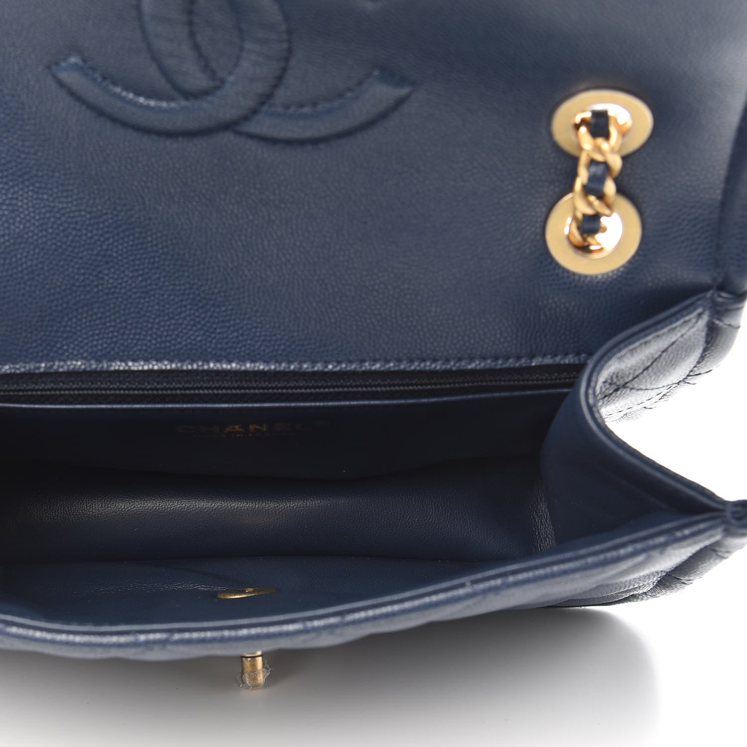 Chanel Caviar Quilted Medium Sweet Classic Flap Navy Blue 4 of 11