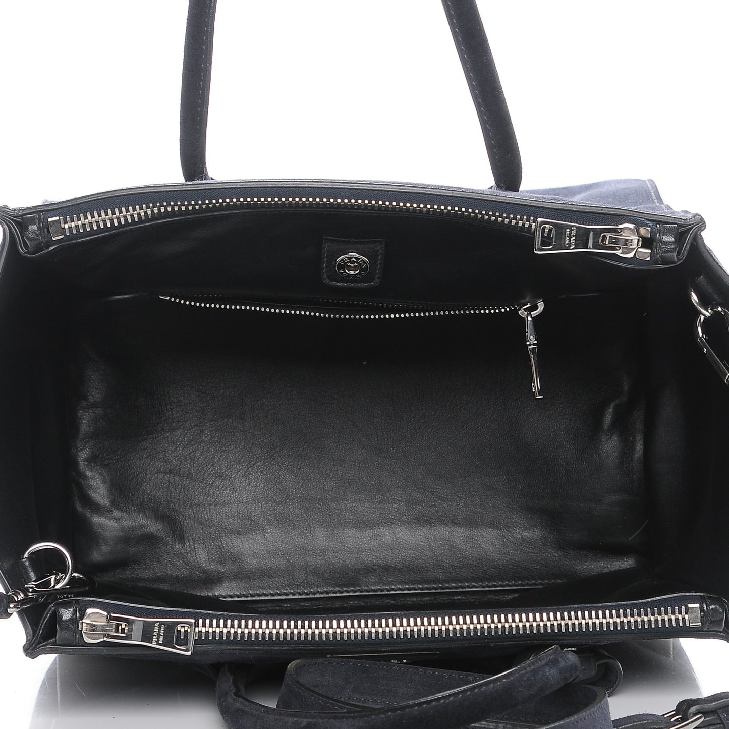Suede Scamosciato Twin Pocket Tote Blue