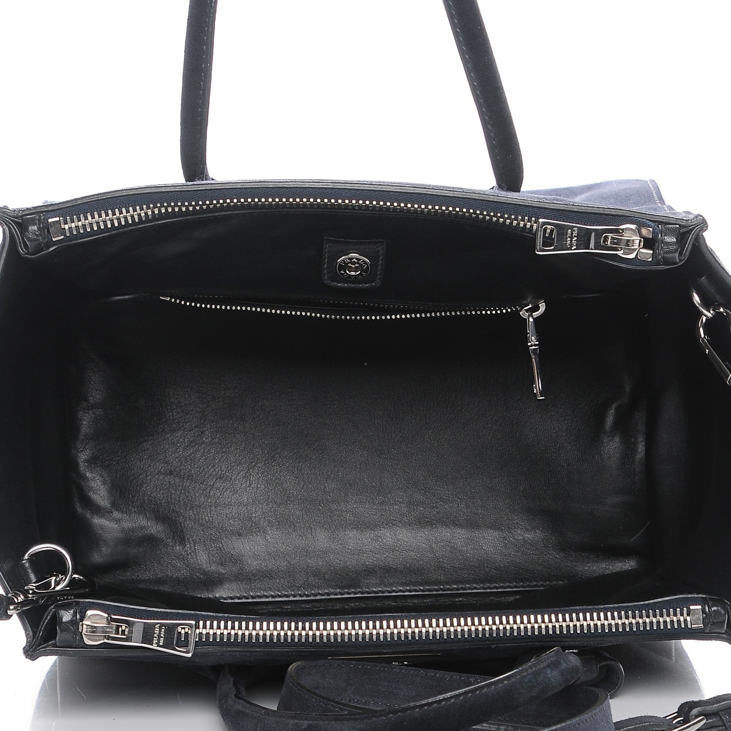 Prada Suede Scamosciato Twin Pocket Tote Blue 6 of 8