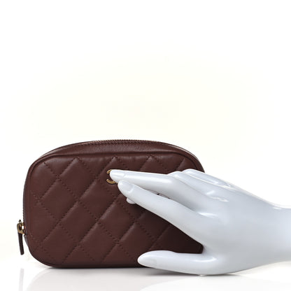 Chanel Lambskin Quilted Small Curvy Pouch Cosmetic Case Red 2 of 9