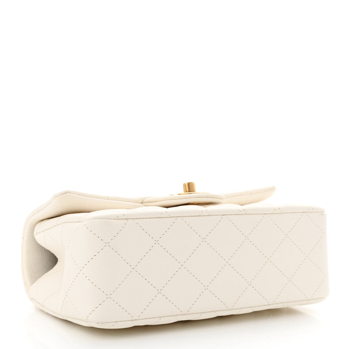Caviar Quilted Mini Top Handle Rectangular Flap White