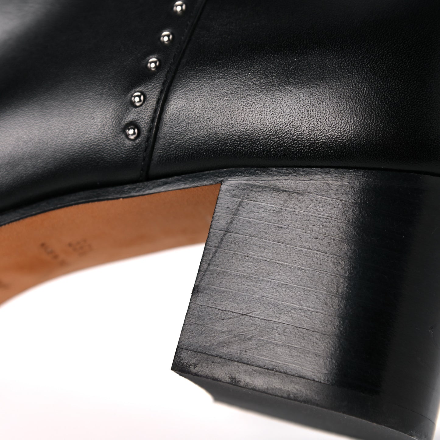 Smooth Calfskin Elegant Studded Ankle Boots 39.5 Black
