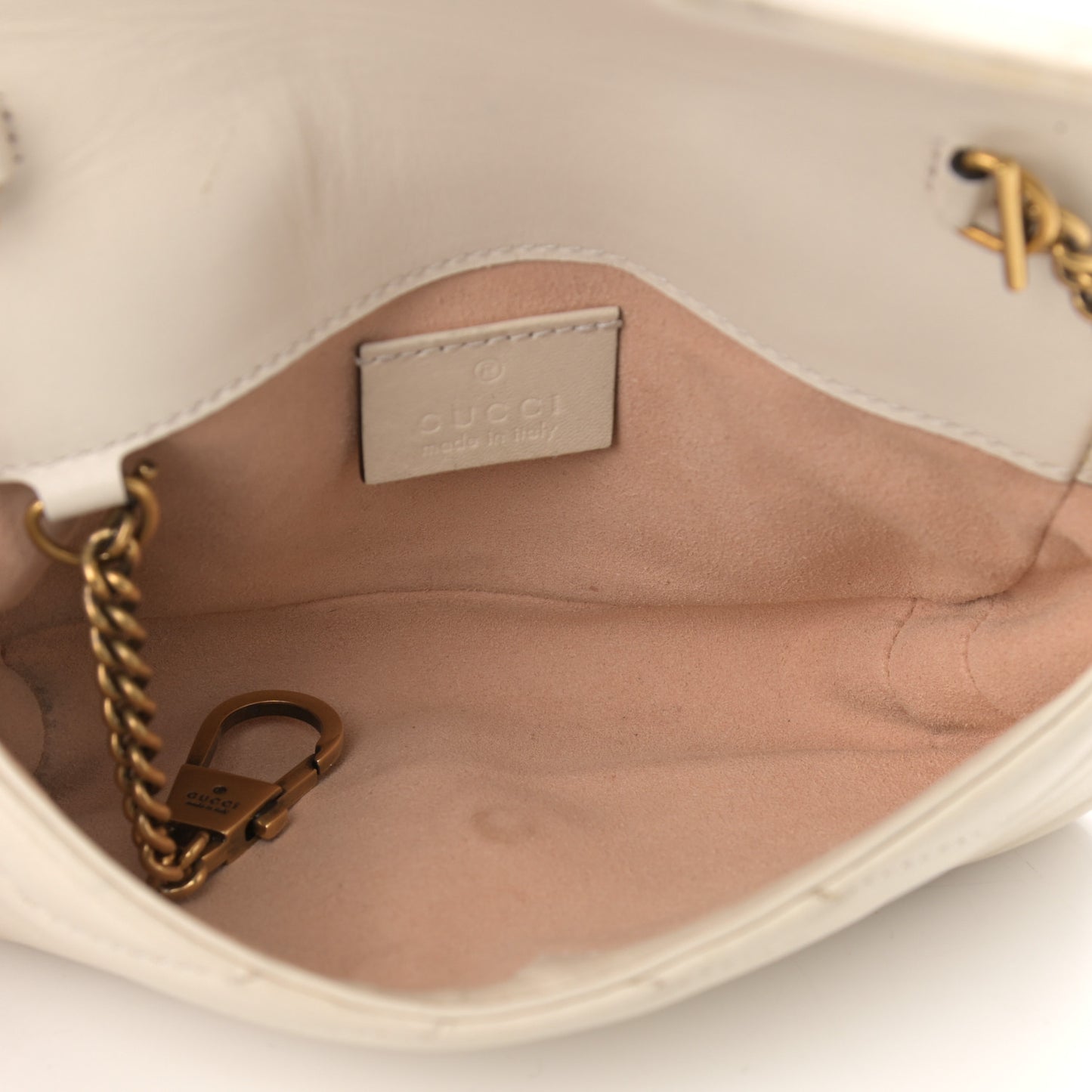 Calfskin Matelasse Super Mini GG Marmont Shoulder Bag White