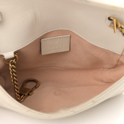 Gucci Calfskin Matelasse Super Mini GG Marmont Shoulder Bag White 5 of 13