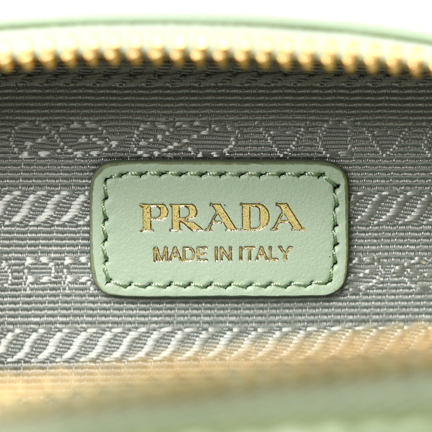 Prada Yarn Raffia Effect Calfskin Crochet Metal Triangle Logo Mini Pouch with Handle Acqua 6 of 10