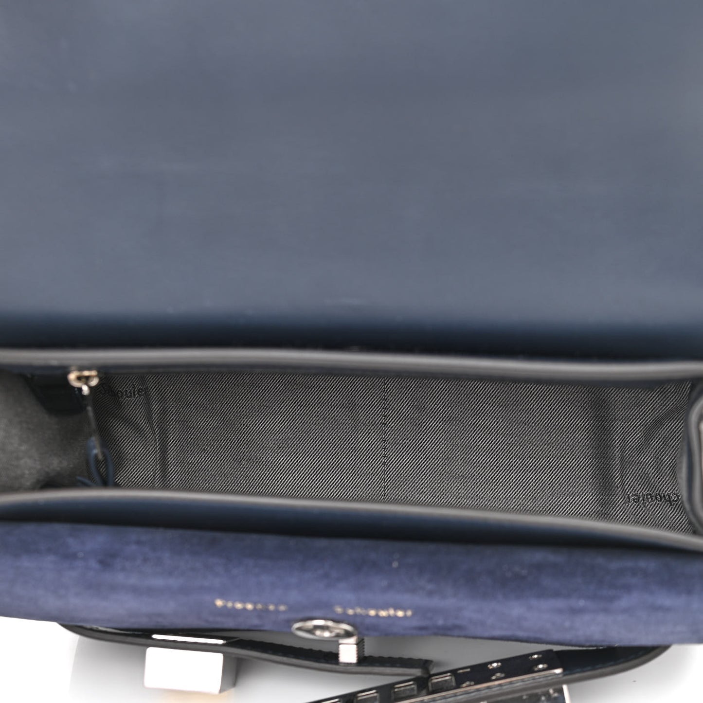 Suede Calfskin Mini PS11 Classic Shoulder Bag Dark Navy