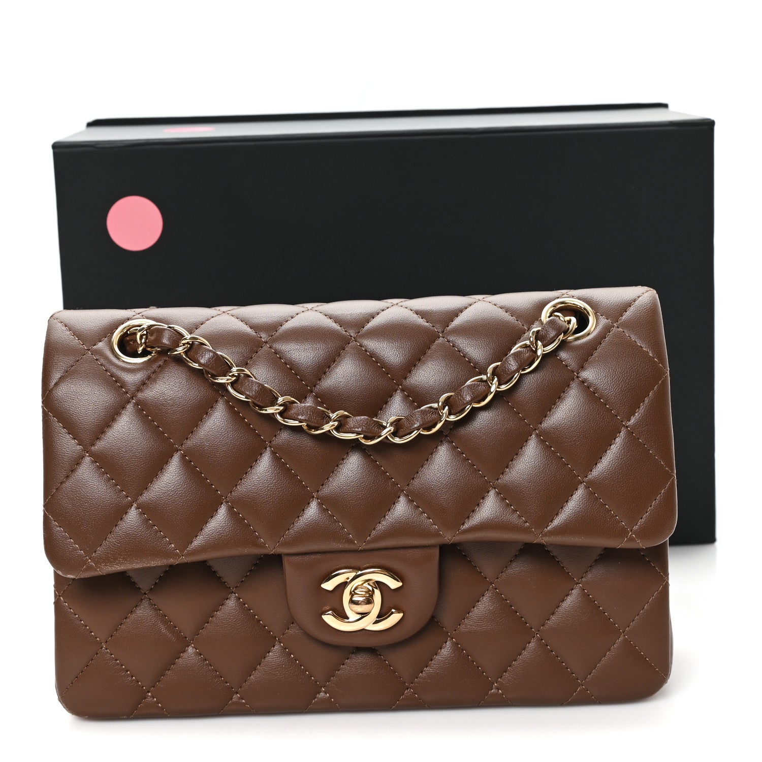Chanel Lambskin Quilted Small Double Flap Dark Brown 10 of 10