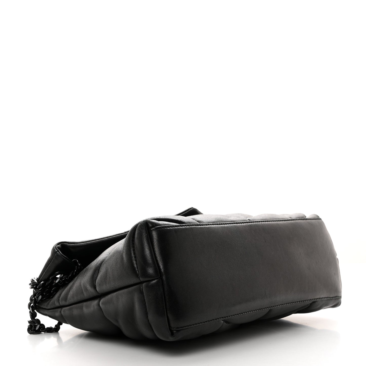 Lambskin Quilted Monogram Monochrome Small Loulou Puffer Chain Satchel Black