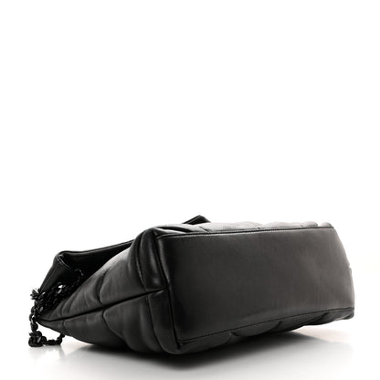 Saint Laurent Lambskin Quilted Monogram Monochrome Small Loulou Puffer Chain Satchel Black 4 of 10