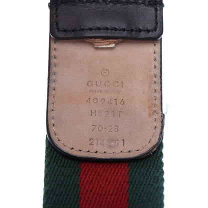 Gucci Nylon Calfskin Double G Web 40mm Belt 70 28 Green Red Black 5 of 7