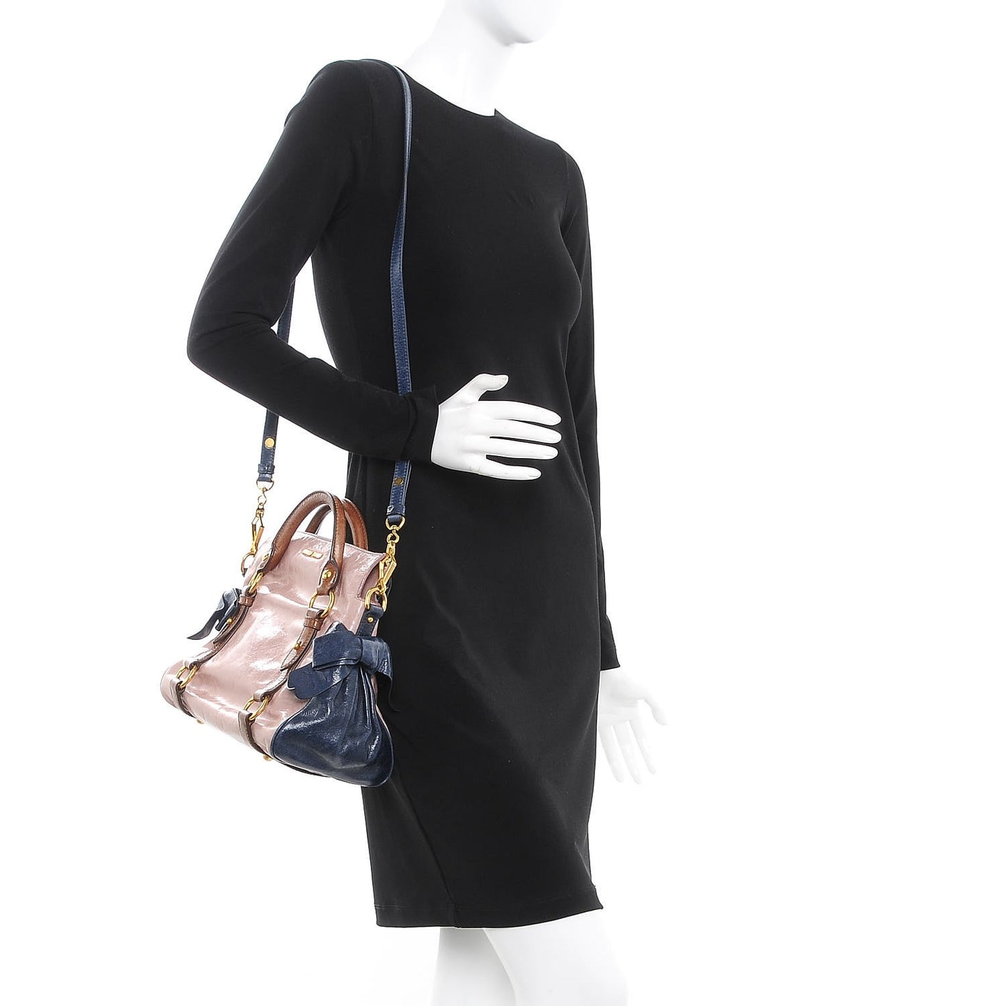 Vitello Lux MIni Bow Bag Pink Blue