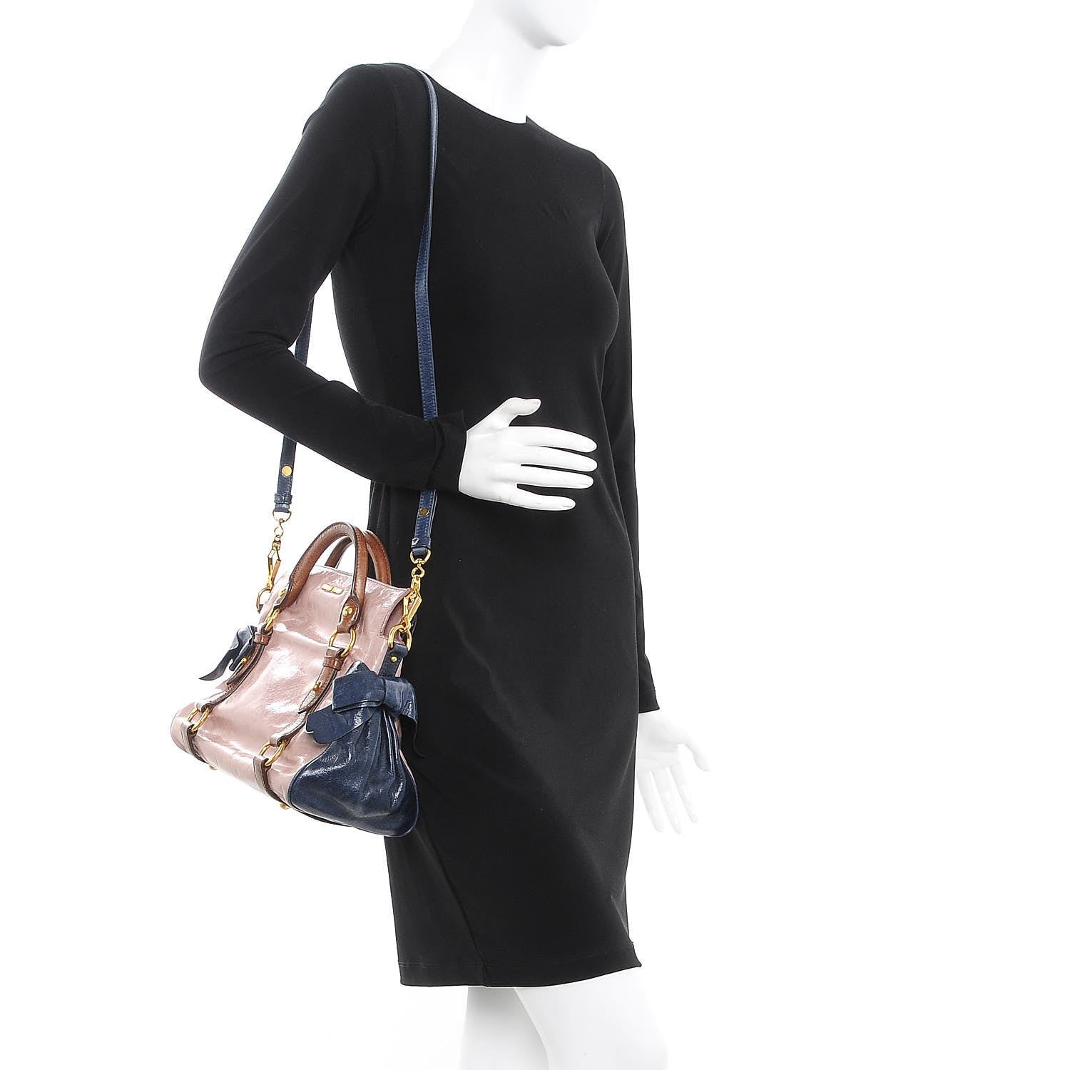 Miu Miu Vitello Lux MIni Bow Bag Pink Blue 2 of 7