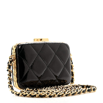Chanel Glazed Goatskin Quilted Small Box With Chain Black 2 of 10