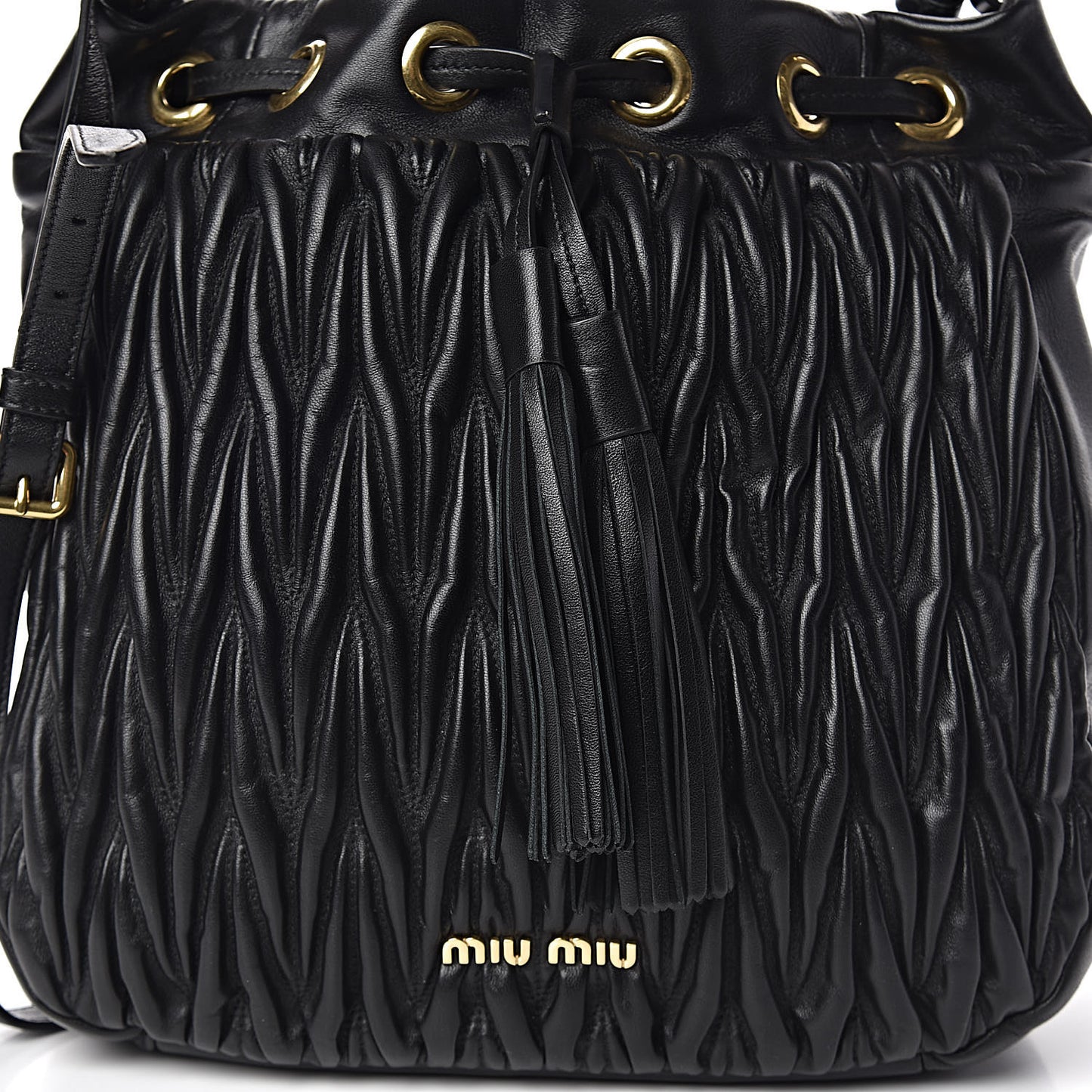 Nappa Matelasse Bucket Bag Black