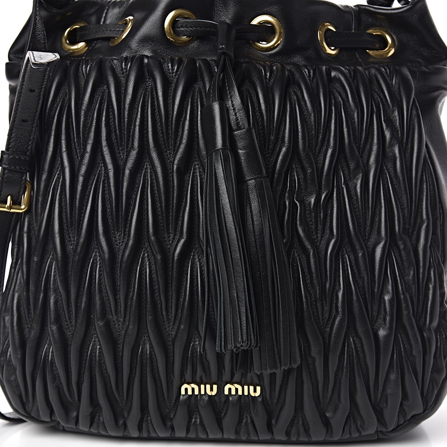 Miu Miu Nappa Matelasse Bucket Bag Black 7 of 9