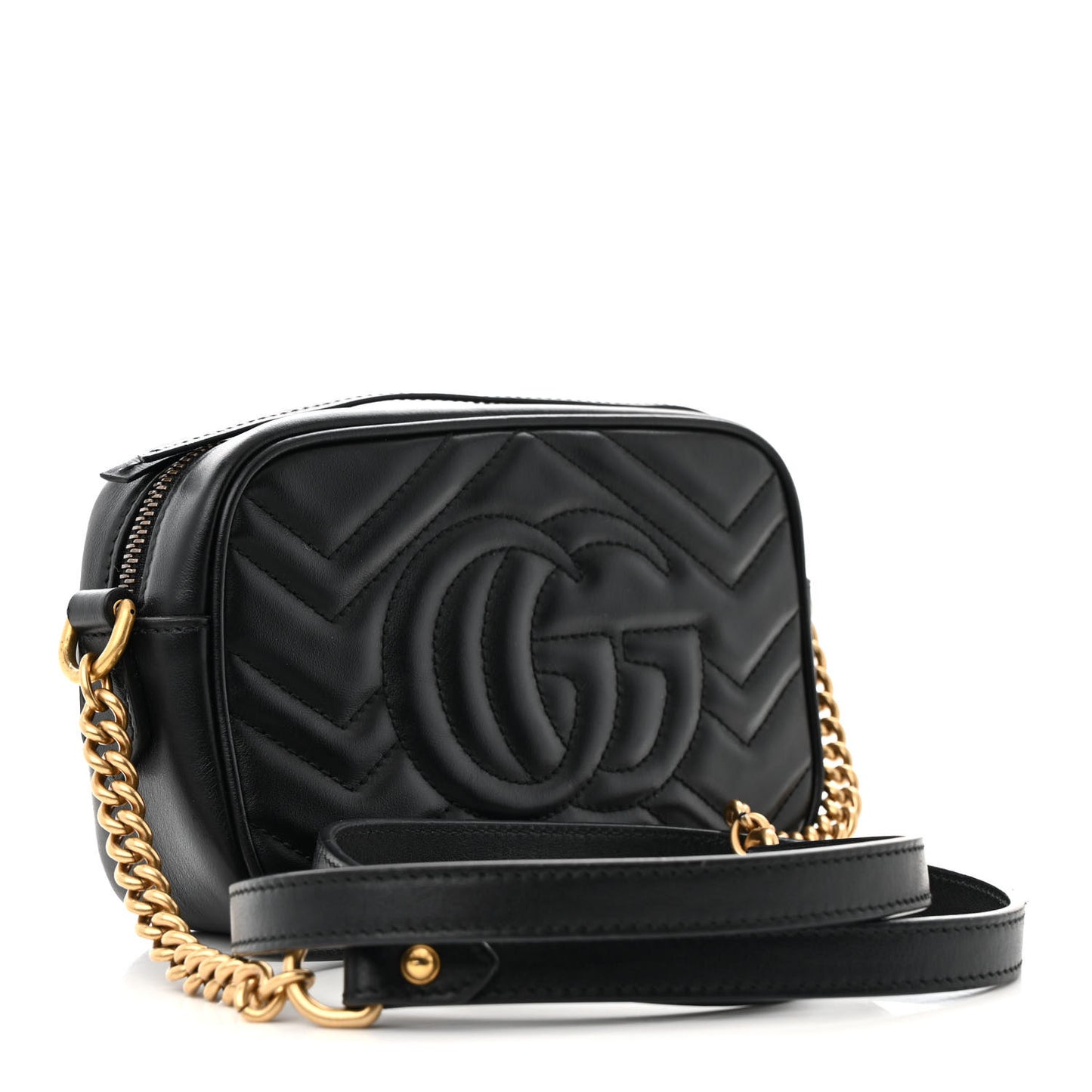 Calfskin Matelasse Mini GG Marmont Chain Shoulder Bag Black