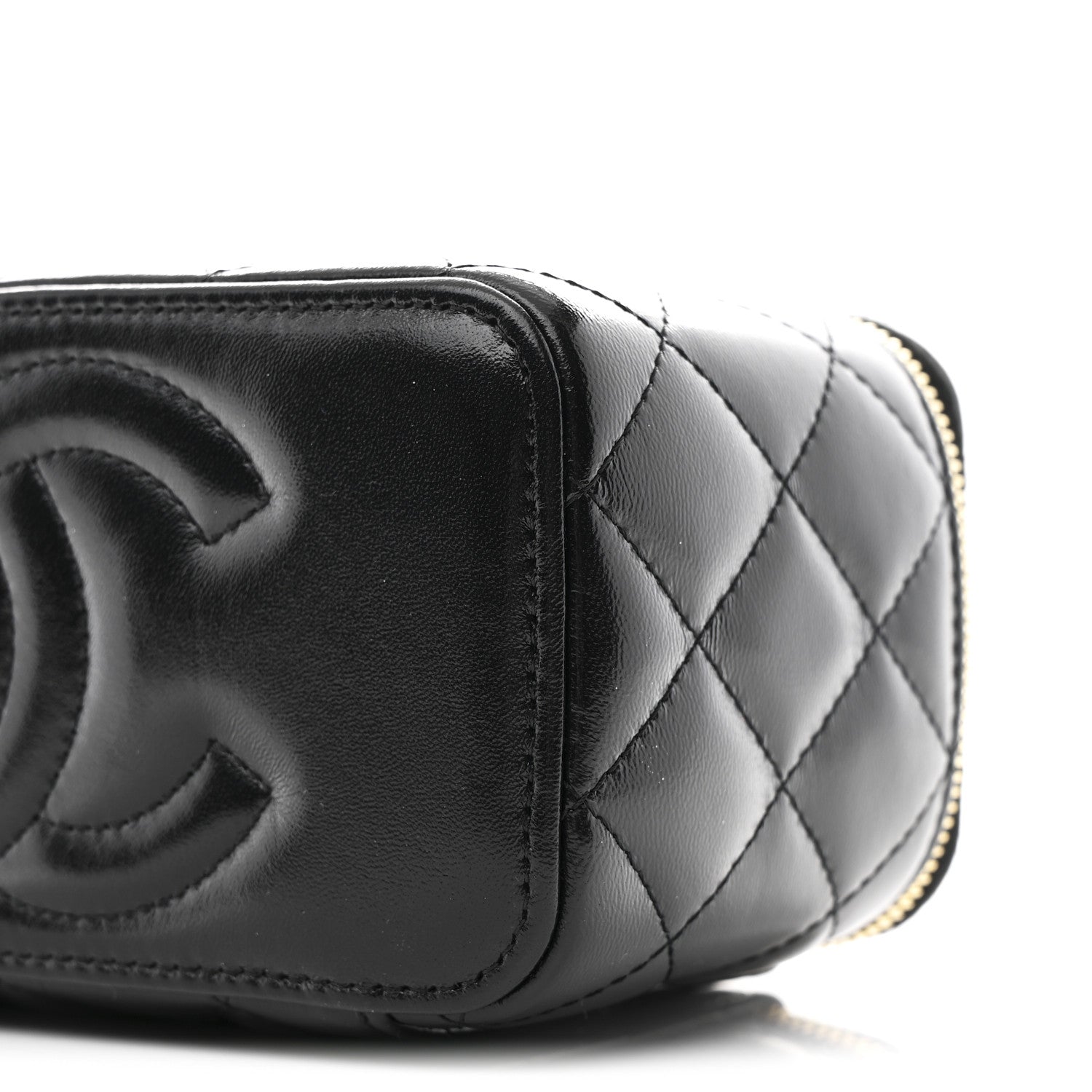 Chanel Shiny Lambskin Quilted Small Vanity Case With Chain Black 10 of 10