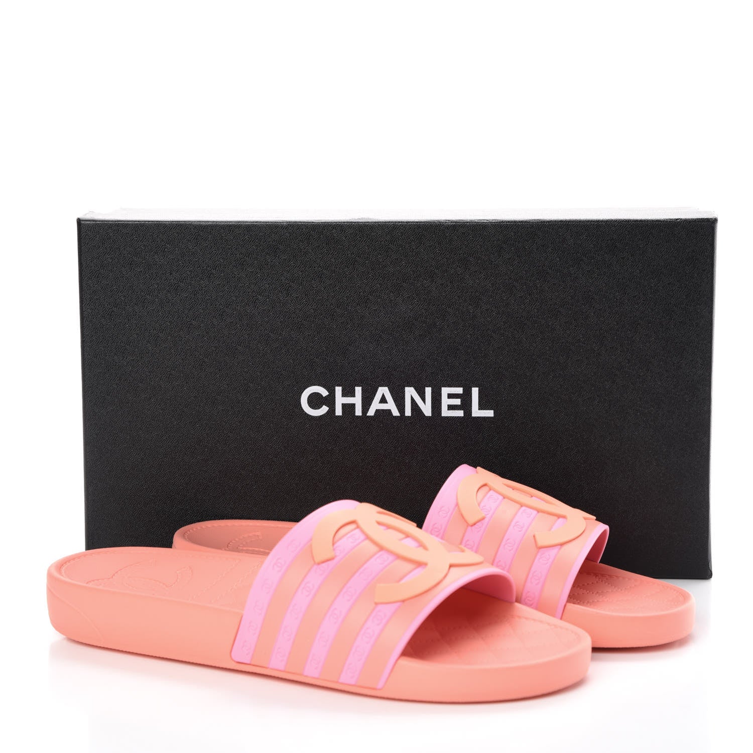 Chanel Rubber CC Flat Slide Sandals 41 Orange Pink 8 of 8
