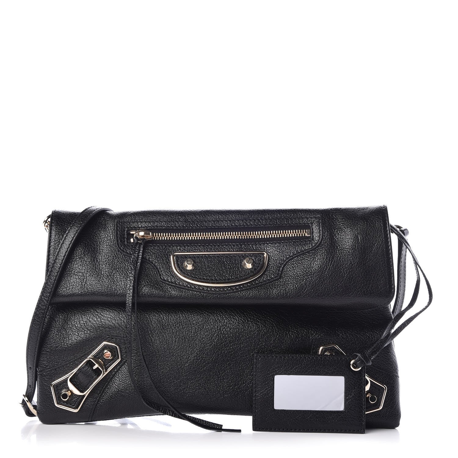 Balenciaga Chevre Gold Metallic Edge Hardware Envelope Clutch Black 1 of 7