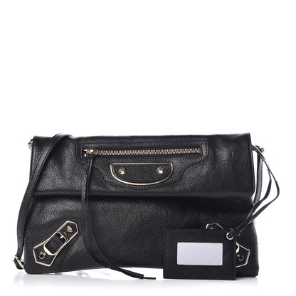 Balenciaga Chevre Gold Metallic Edge Hardware Envelope Clutch Black 1 of 7
