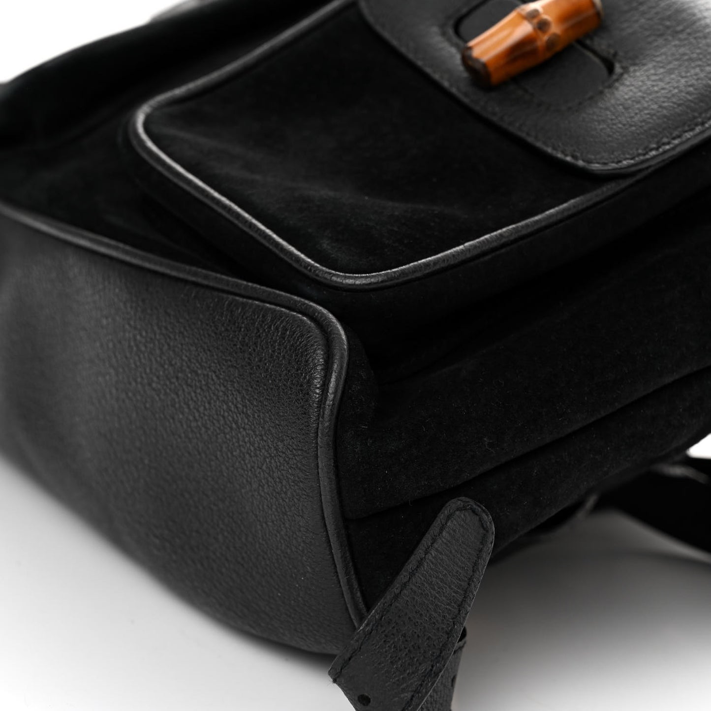 Suede Calfskin Bamboo Backpack Black