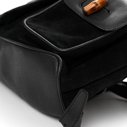 Gucci Suede Calfskin Bamboo Backpack Black 9 of 12