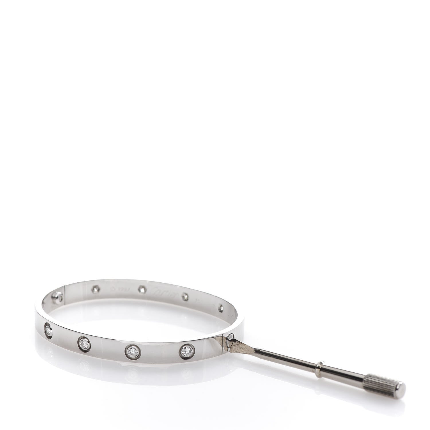 Cartier 18K White Gold 10 Diamond LOVE Bracelet 17 7 of 8