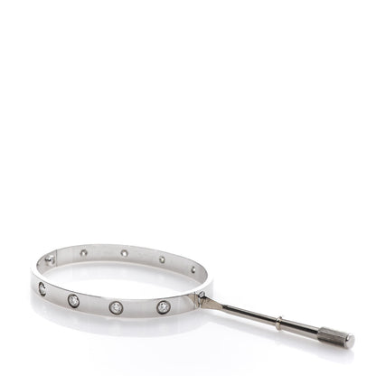 Cartier 18K White Gold 10 Diamond LOVE Bracelet 17 7 of 8