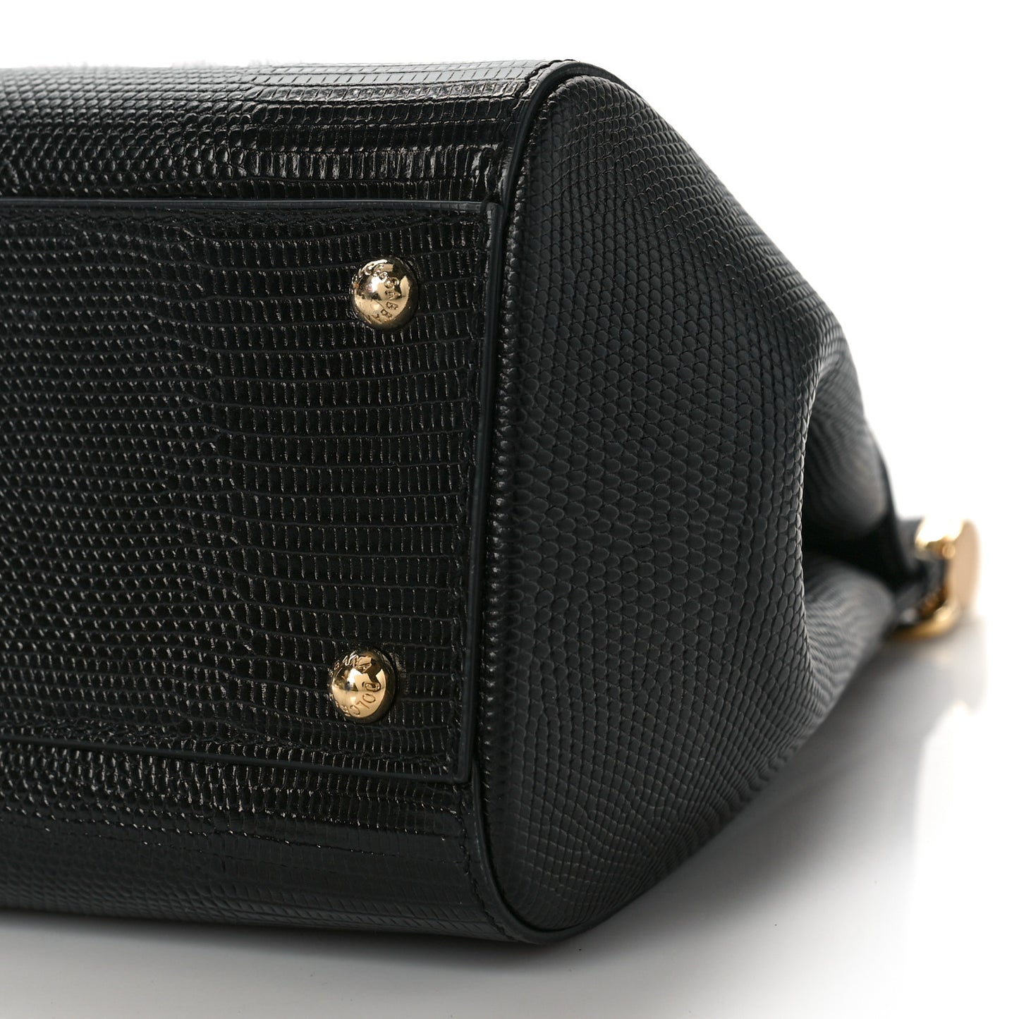 Calfskin Iguana Embossed Studded Medium Fashion Sinner Patch Miss Sicily Satchel Black