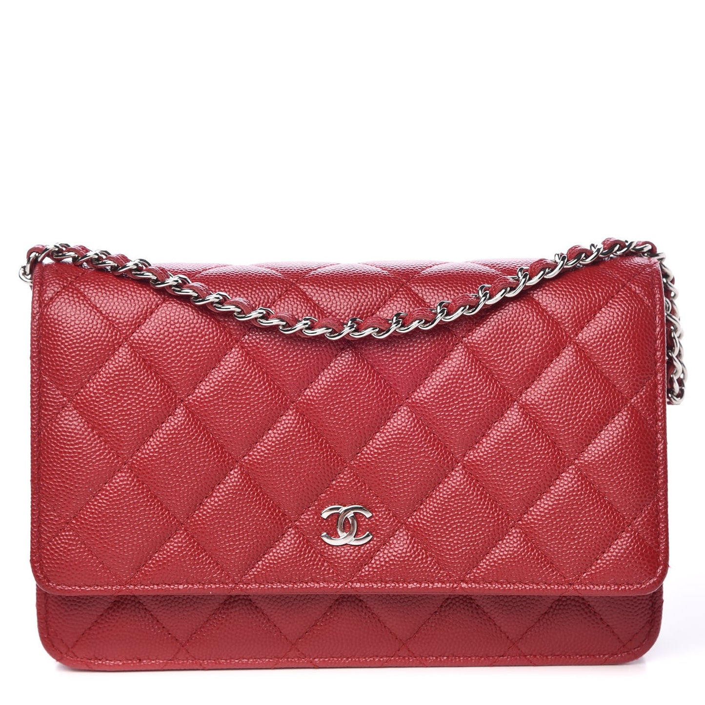 Caviar Quilted Wallet on Chain WOC Red