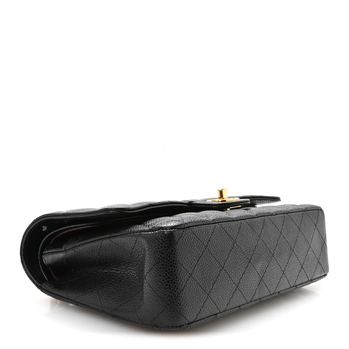 Caviar Quilted Medium Double Flap Black