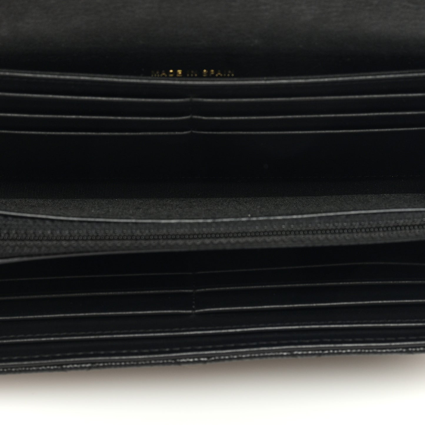 Caviar Quilted Filigree Large Gusset Flap Wallet Black