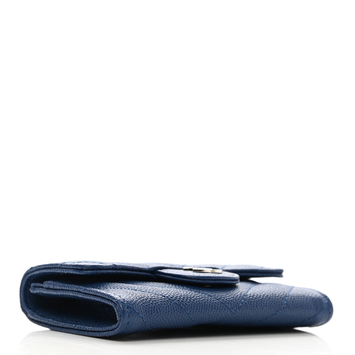 Chanel Caviar Chevron Quilted Flap Card Holder Dark Blue 4 of 8