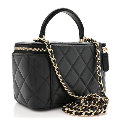 Chanel Lambskin Quilted Small Top Handle Vanity Case With Chain Black 3 of 11