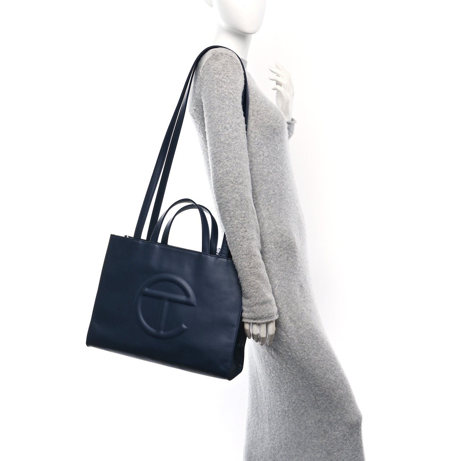 Telfar Vegan Leather Medium Shopping Bag Navy 2 of 10