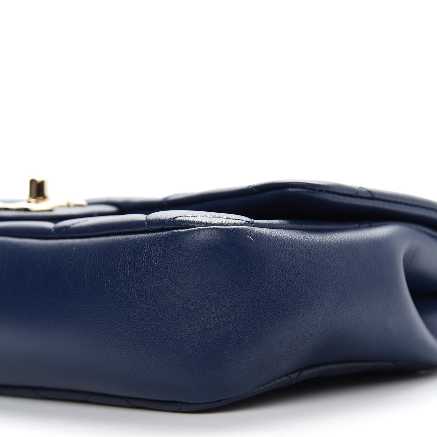 Lambskin Quilted Resin Bi-Color Chain Flap Bag Navy