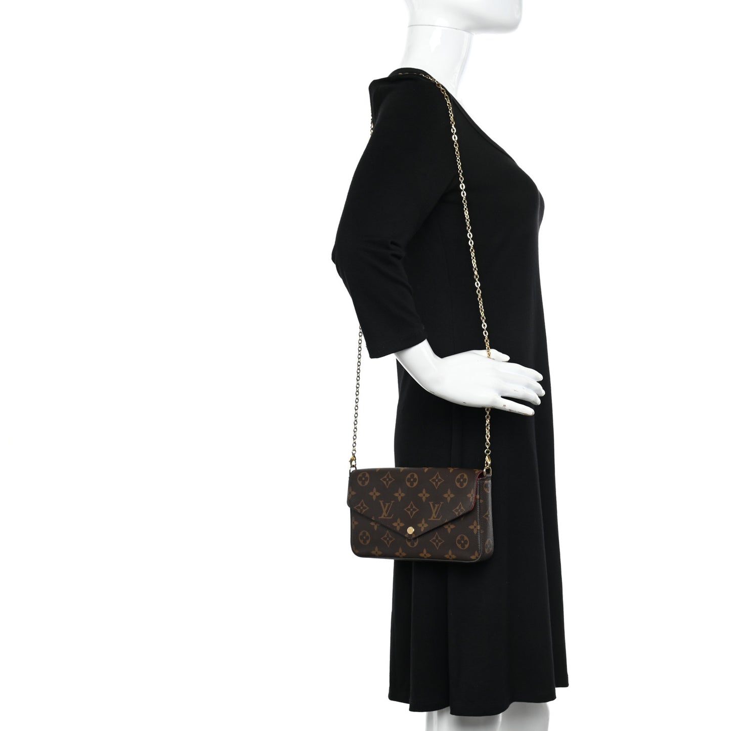 Monogram Pochette Felicie Chain Wallet Fuchsia
